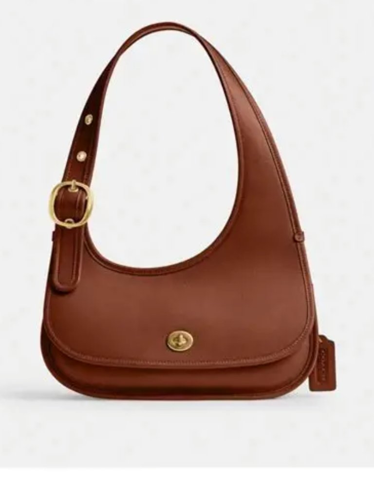 Authentic Coach Cashin Shoulder Bag Glovetanned Leather Tan Color And Brass